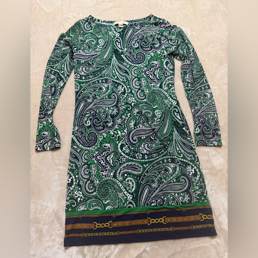 MK Elegant Green Paisley Dress